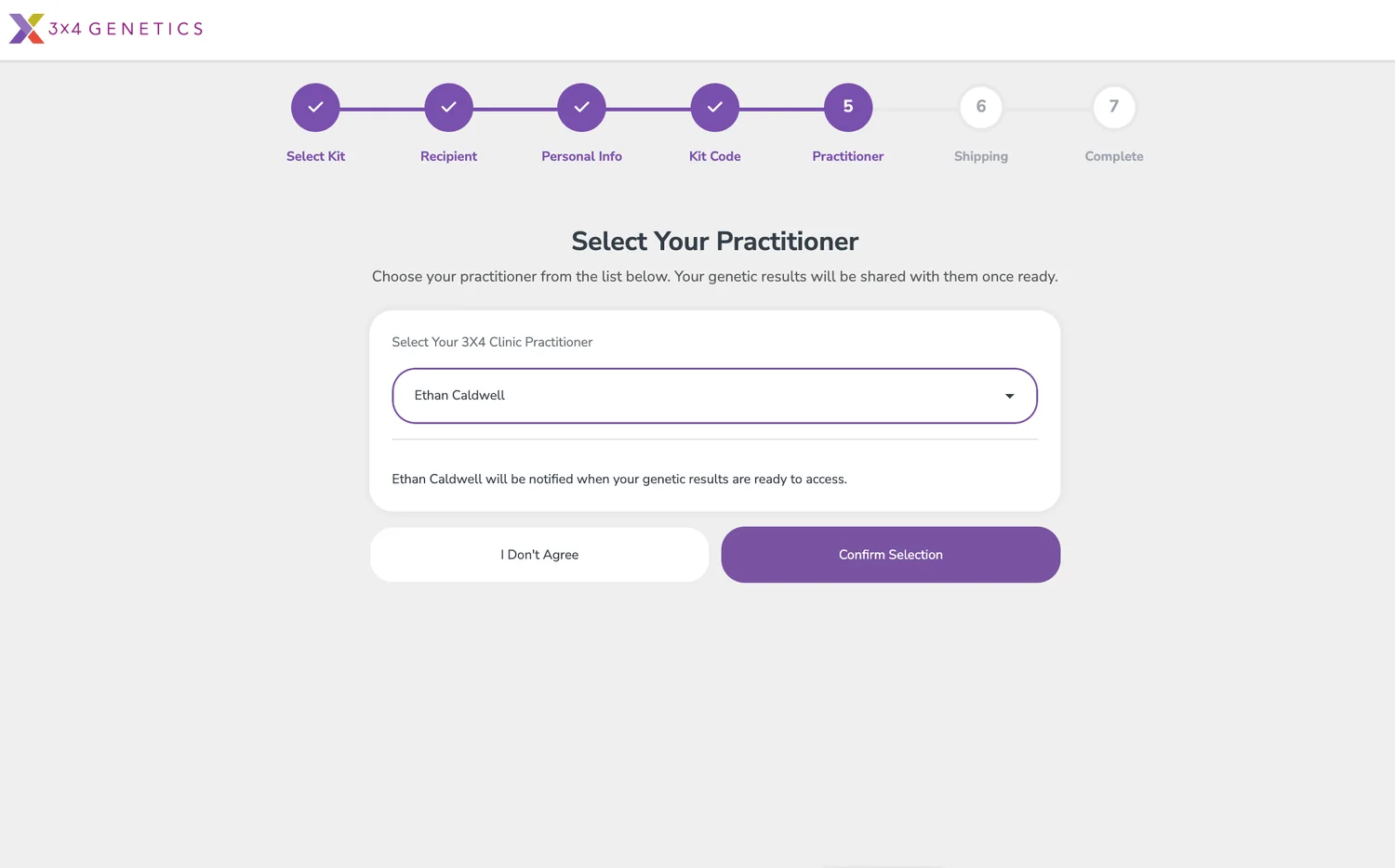 Linked Practitioner screen