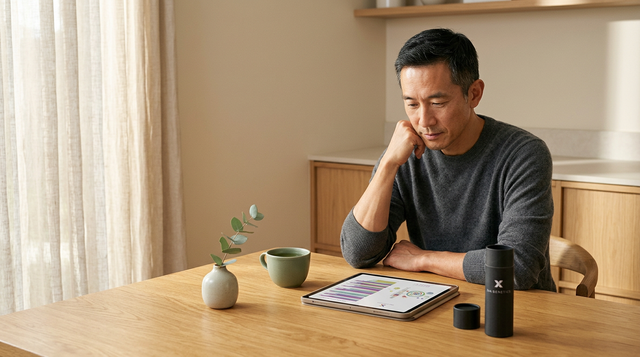 How a 47-year-old in Japan reduced his biological age in 3 months — man reviewing his 3X4 Genetics pathway report