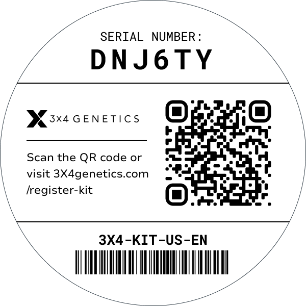 3X4 kit label with new serial number